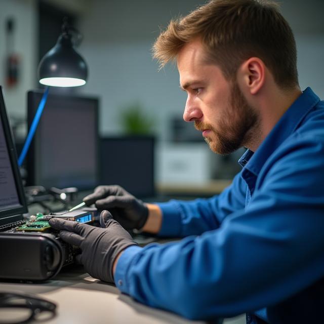 Techniker bei Vor-Ort-Diagnose